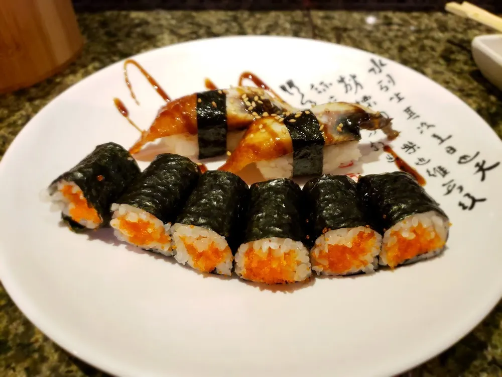 Masago Rolls and Unagi Nigiri